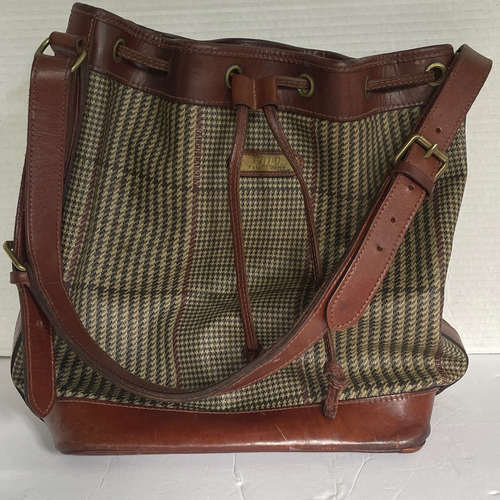 Polo Ralph Lauren Houndstooth PVC Leather Trim Bag